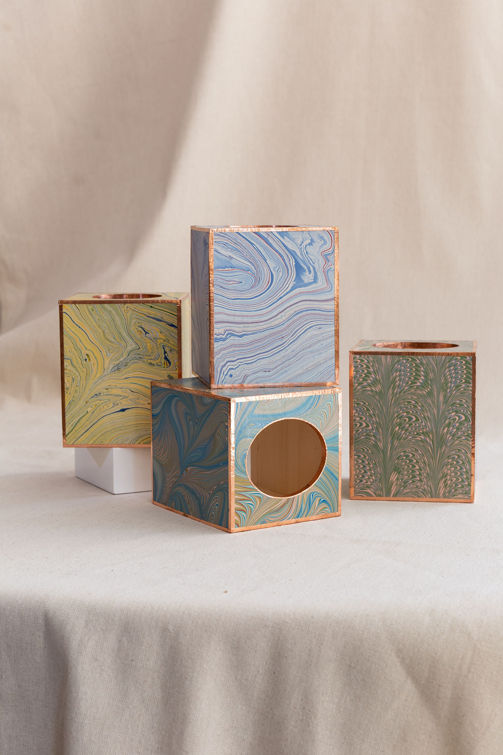 Marbleized Paper Tissue Box Covers